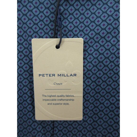 Peter Millar Shirt Small Crown Button Down Geometric Pocket Preppy NEW - Picture 4 of 11